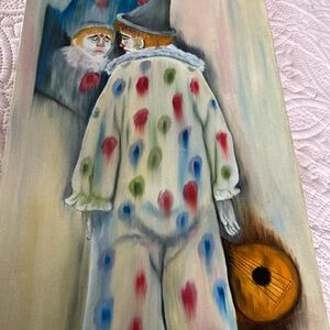 Vintage fredrix 12 frame with canio the clown painting